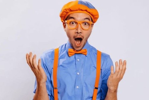 Blippi is portrayed by Clayton Grimm