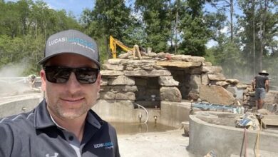 Lucas Congdon behind the scenes of luxurious lagoon pool making