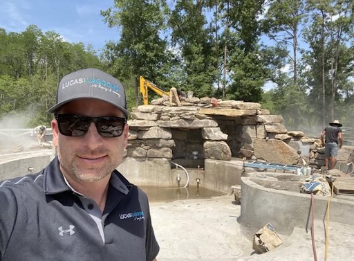 Lucas Congdon behind the scenes of luxurious lagoon pool making